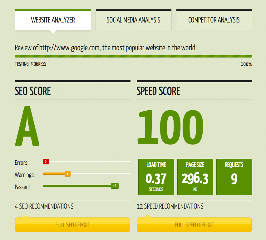 Quick Sprout Website Analyser