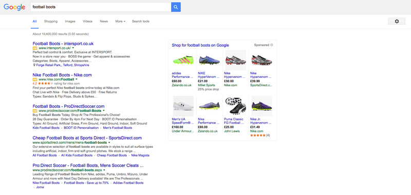 Google adwords ecommerce search