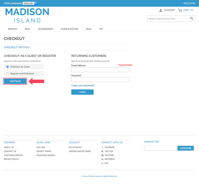 default magento checkout