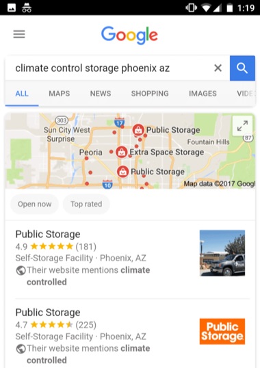 google local search pack search query mentions | verve