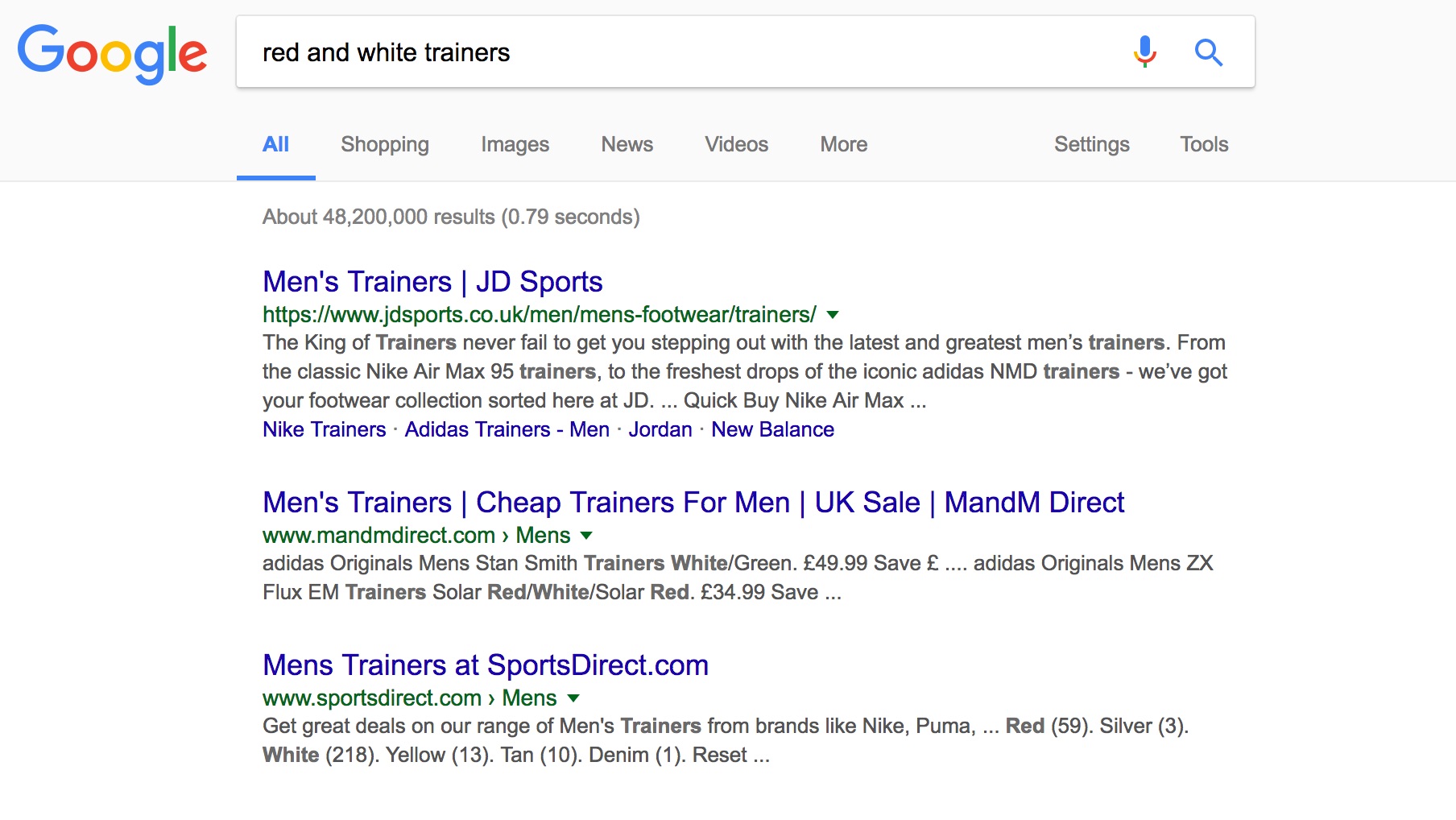 google organic search results