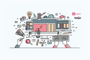 Illustration of computer, phones, tablets and various stationery