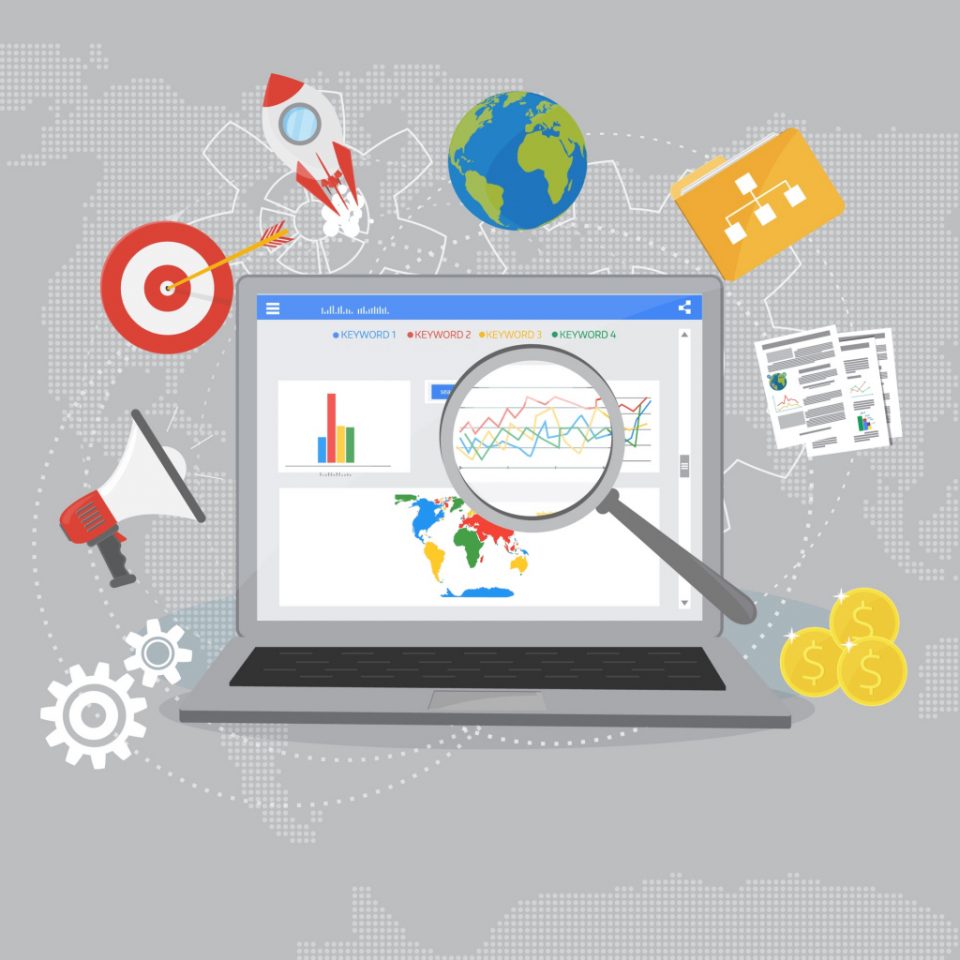 Laptop Magnifying Glass Illustration