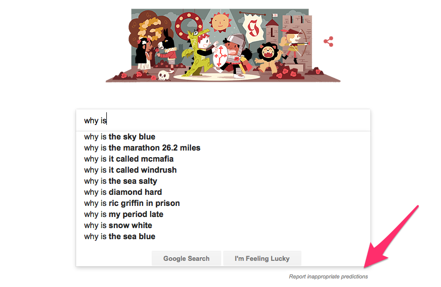 google’s autocomplete search button