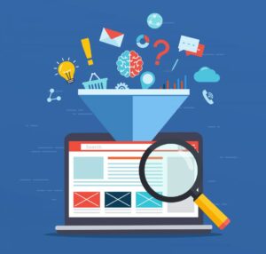 Laptop Search Funnel Magnifying Glass