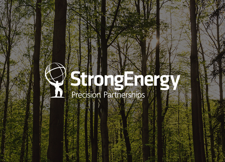 Strong Energy Logo with trees background