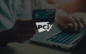 PCI Logo Background Laptop User Credit Card
