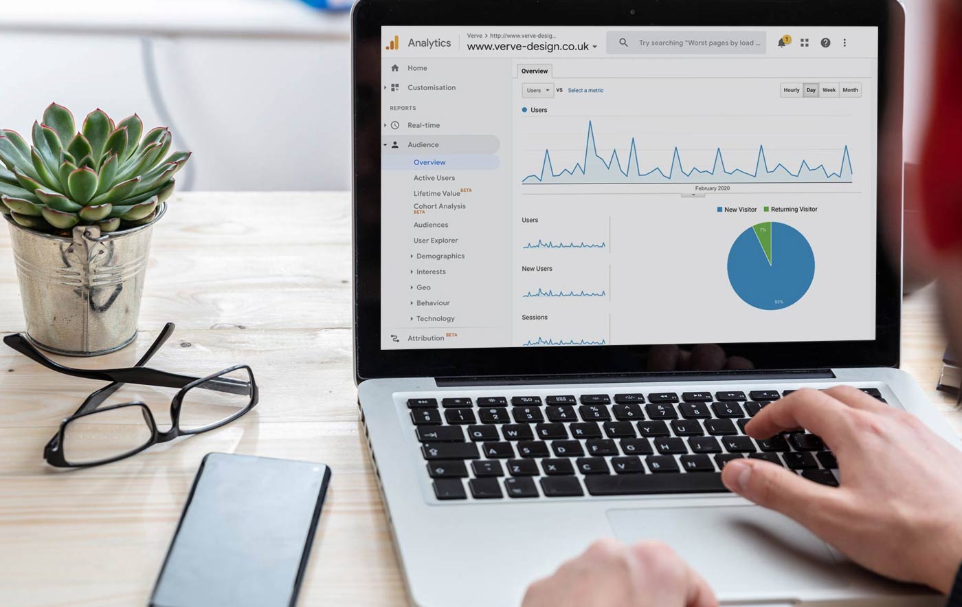 Laptop showing Google Analytics Data