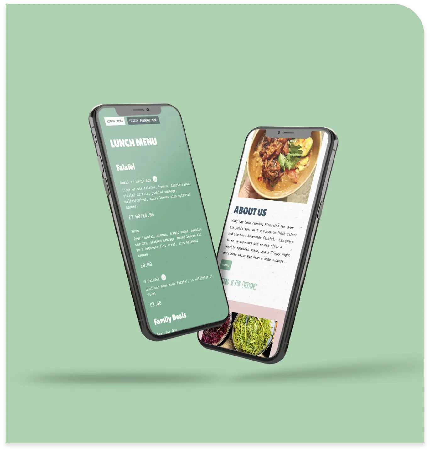 Mobile Screens Plantkind Website Pages