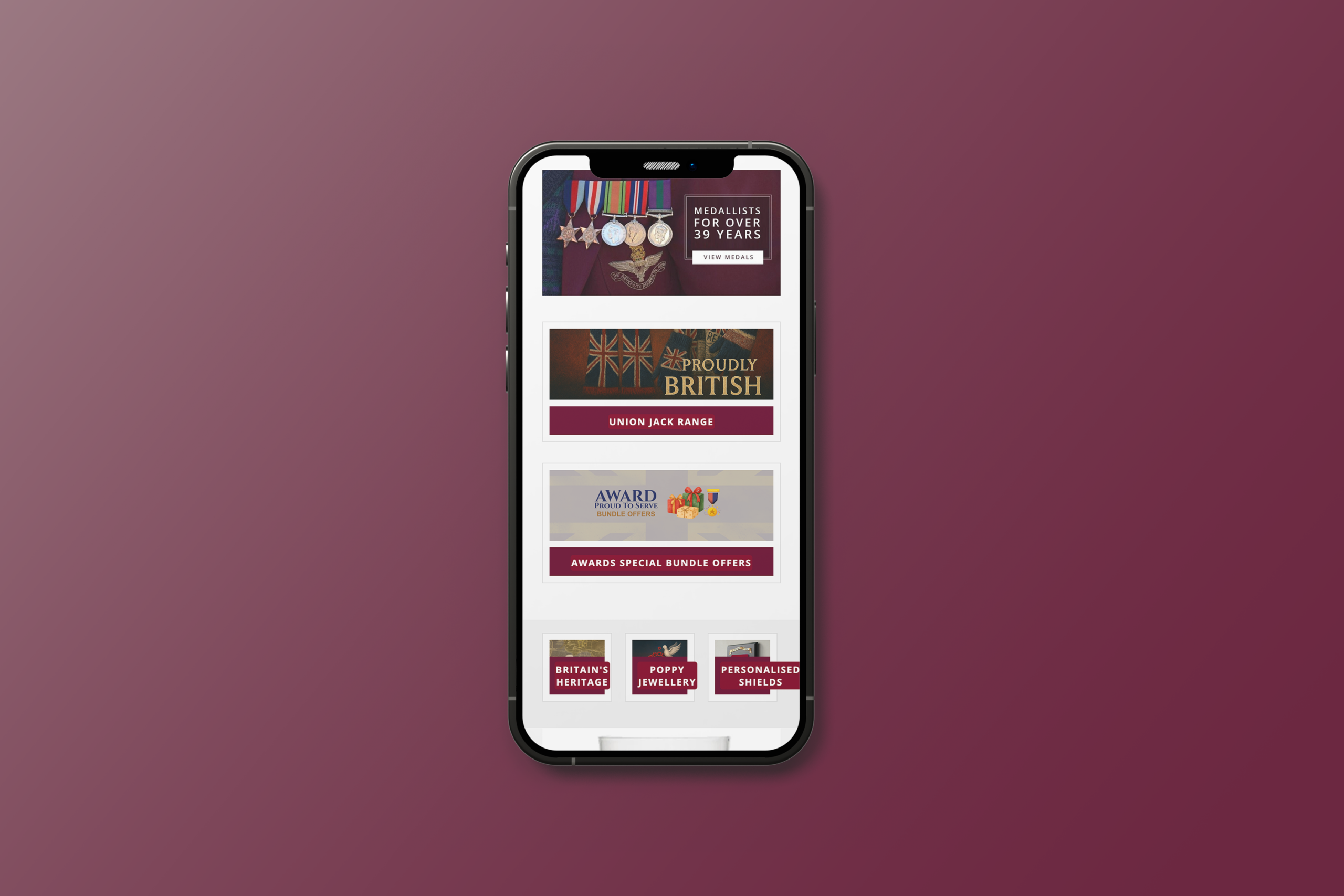 Award Medals Website Mobile Mockup