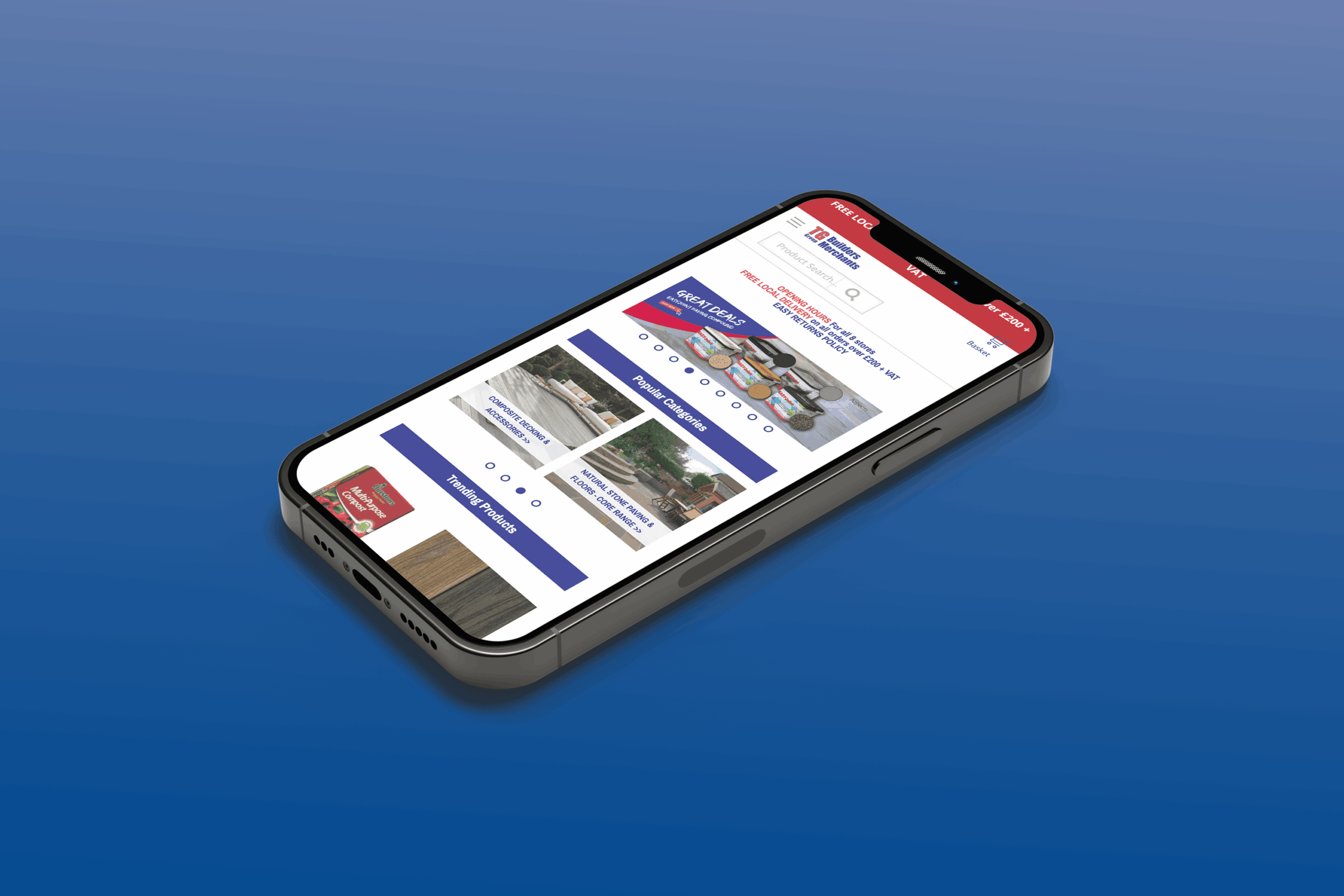 TG Builders Merchants Website Mobile Mockup