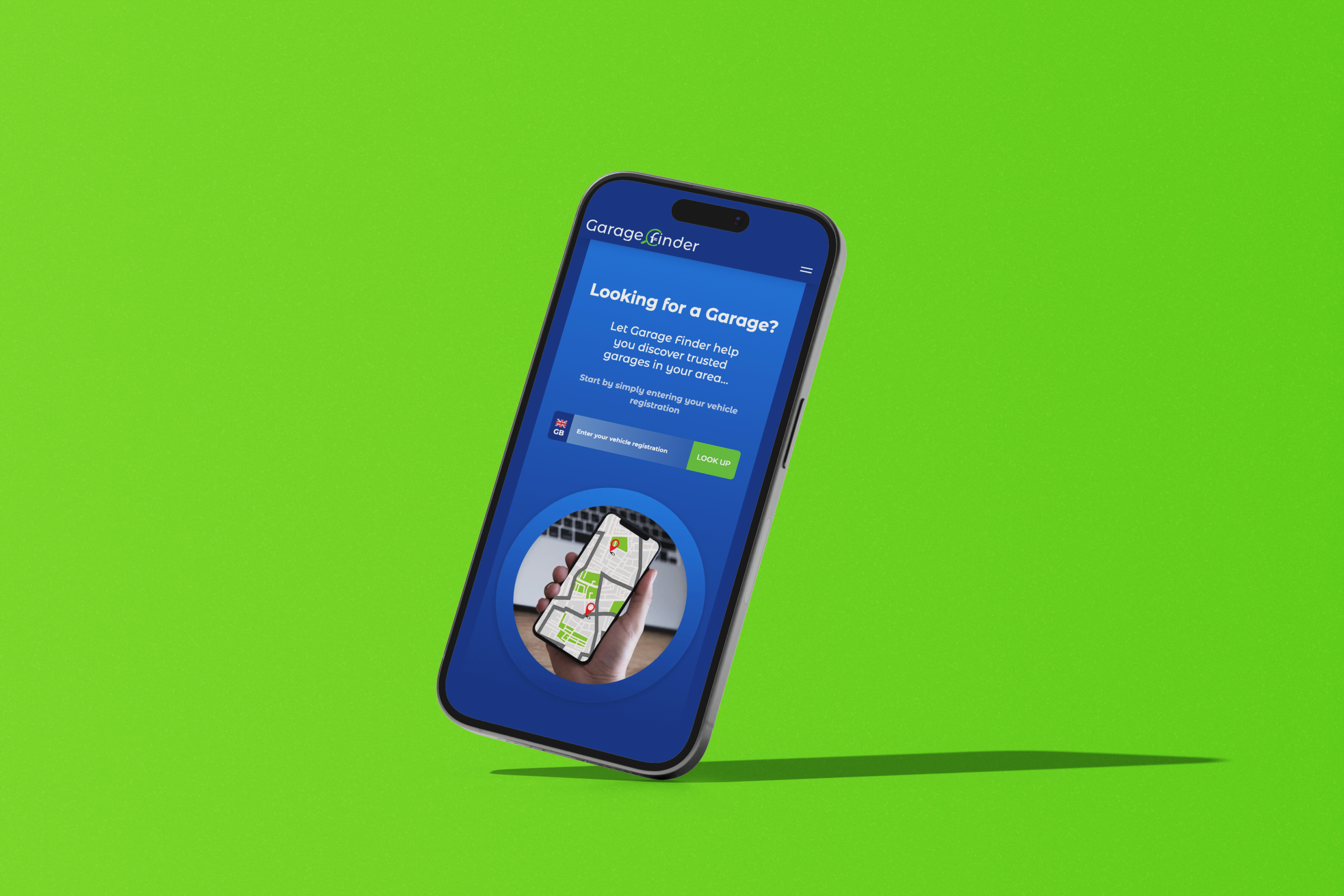 Garage Finder Website Mobile Mockup