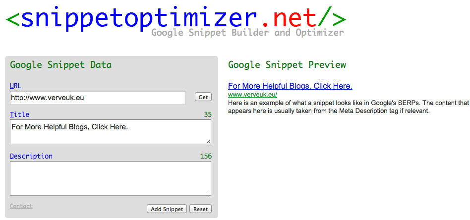 Google Snippet Preview