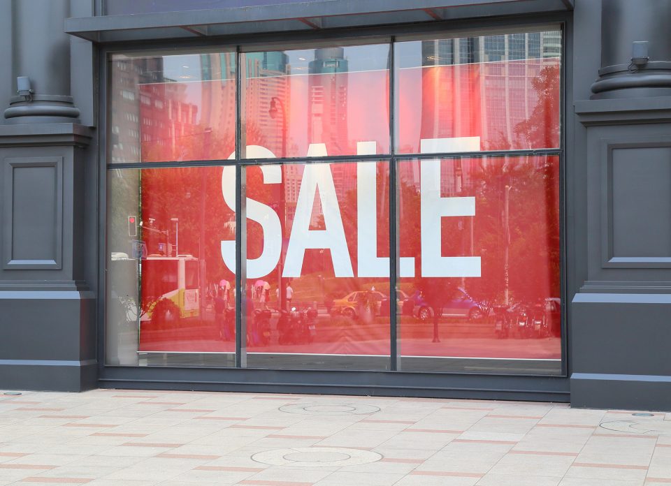 Verve News Articles Sale sign in shop window