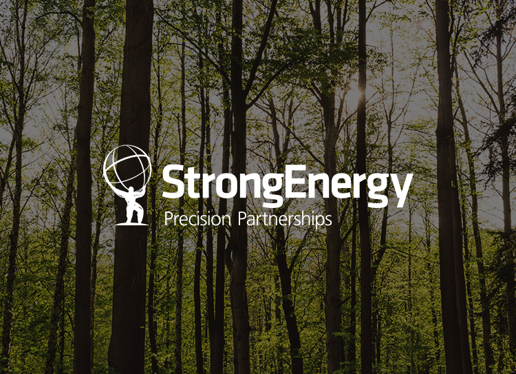 Strong Energy Logo with tree background
