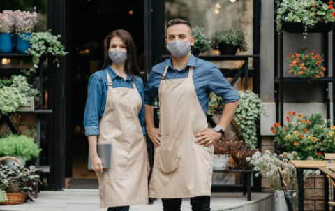 Flower Shop Owners wearing Covid Masks