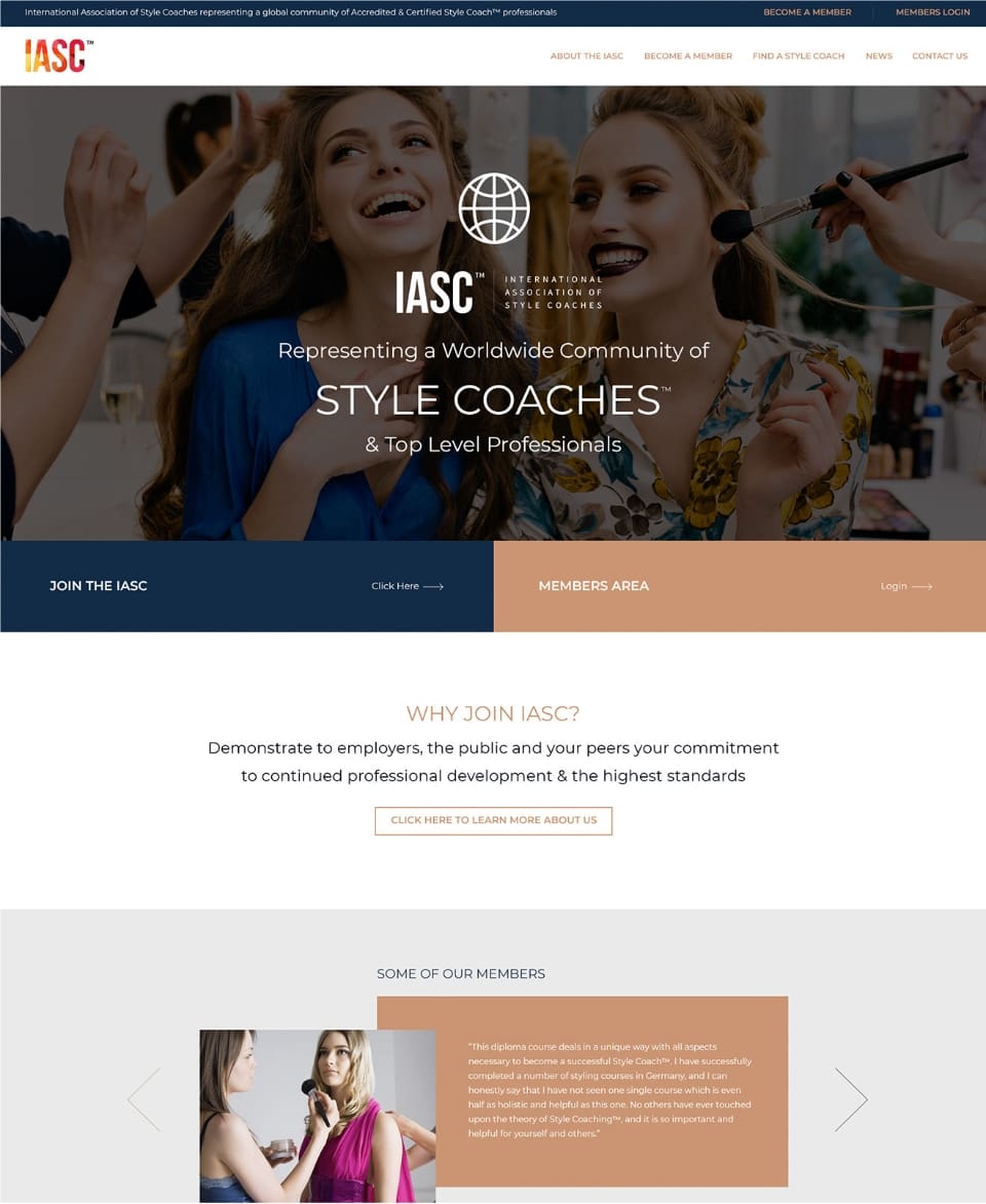 Verve Our Work Portfolio The Style Coaching Institute Website Home Page
