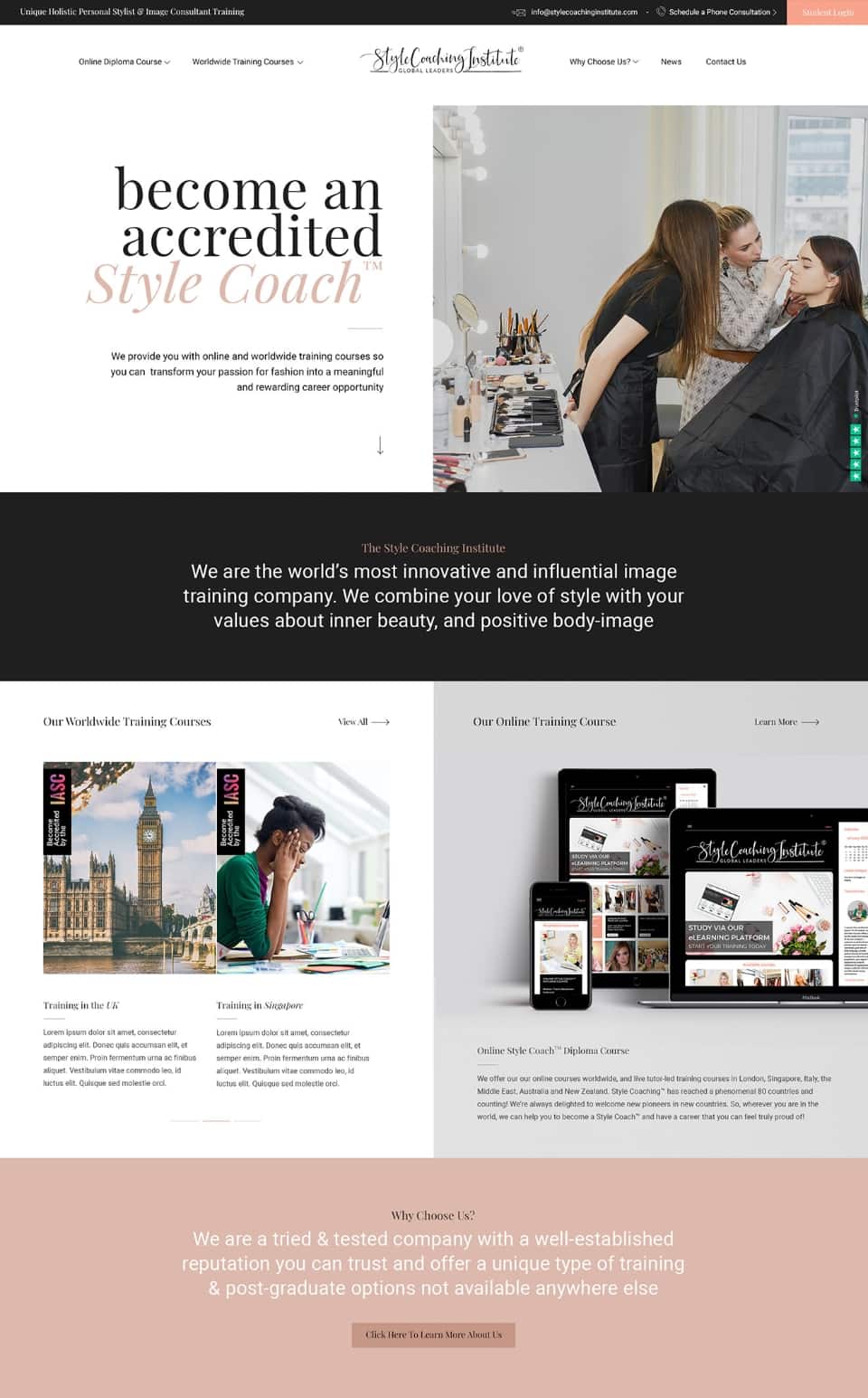 Verve Our Work Portfolio The Style Coaching Institute Website Home Page