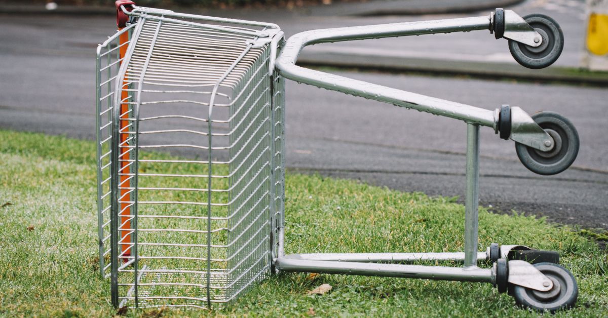 Tipped over shopping trolley