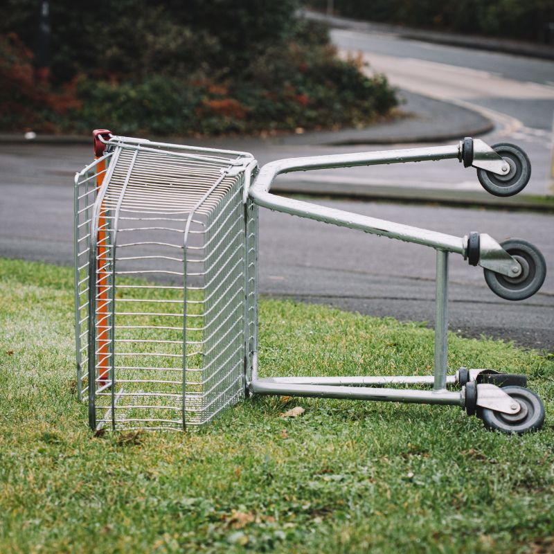 Tipped over shopping trolley